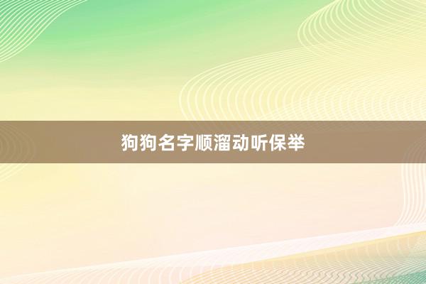 狗狗名字顺溜动听保举